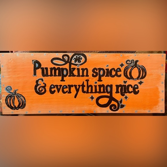 Pumpkin Spice Everything Orange reclaimed Barnwood Wall Art - Picture 1 of 3